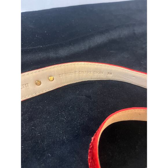 LB Belt Co. Women's Genuine Red Snakskin Belt MED with Gold Embellishments NWT - Picture 5 of 5